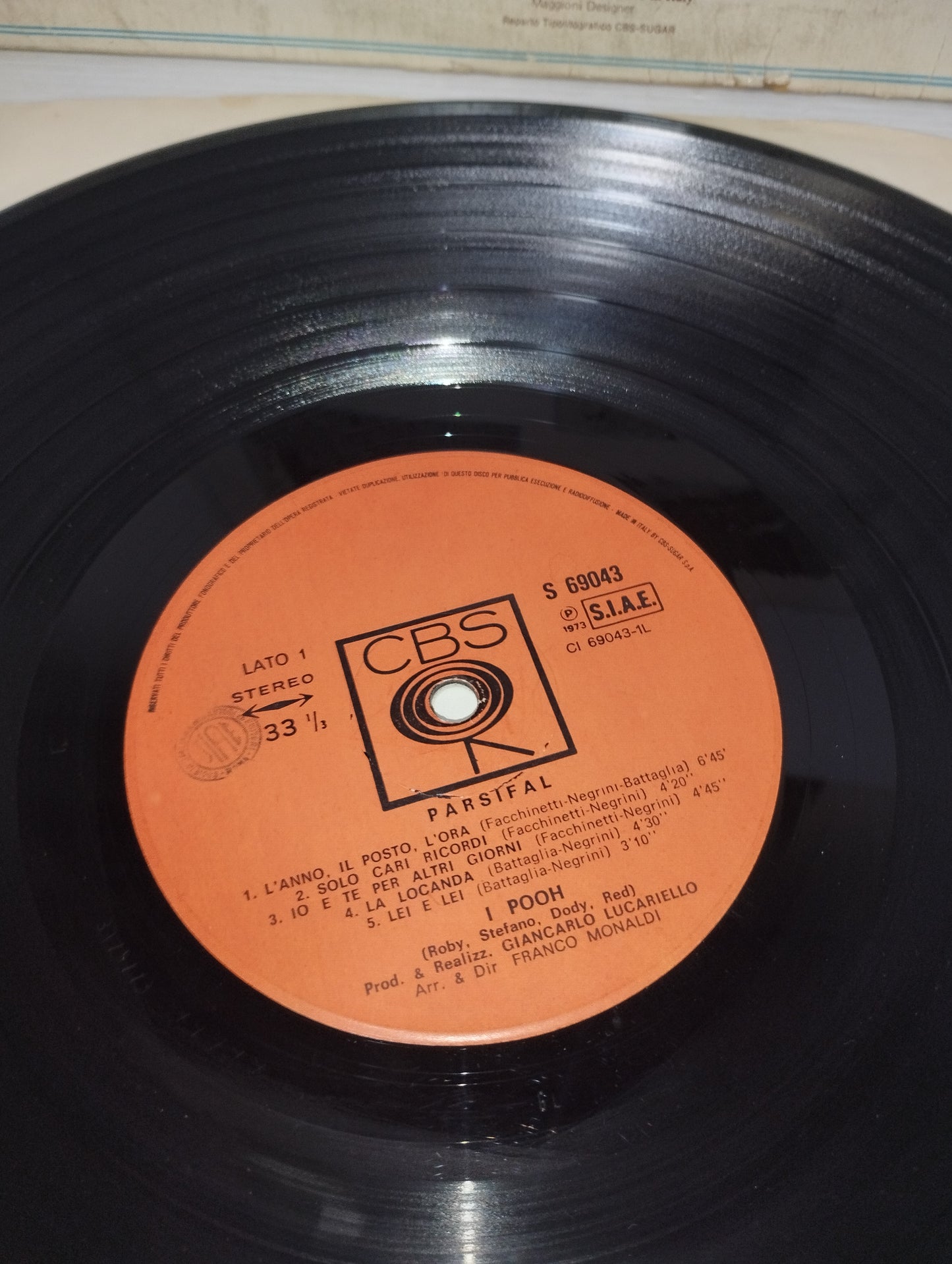 Parsifal I Pooh Lp 33 Giri
Edito nel 1973 da CBS Cod.S 69043
Prima Edizione con inserto