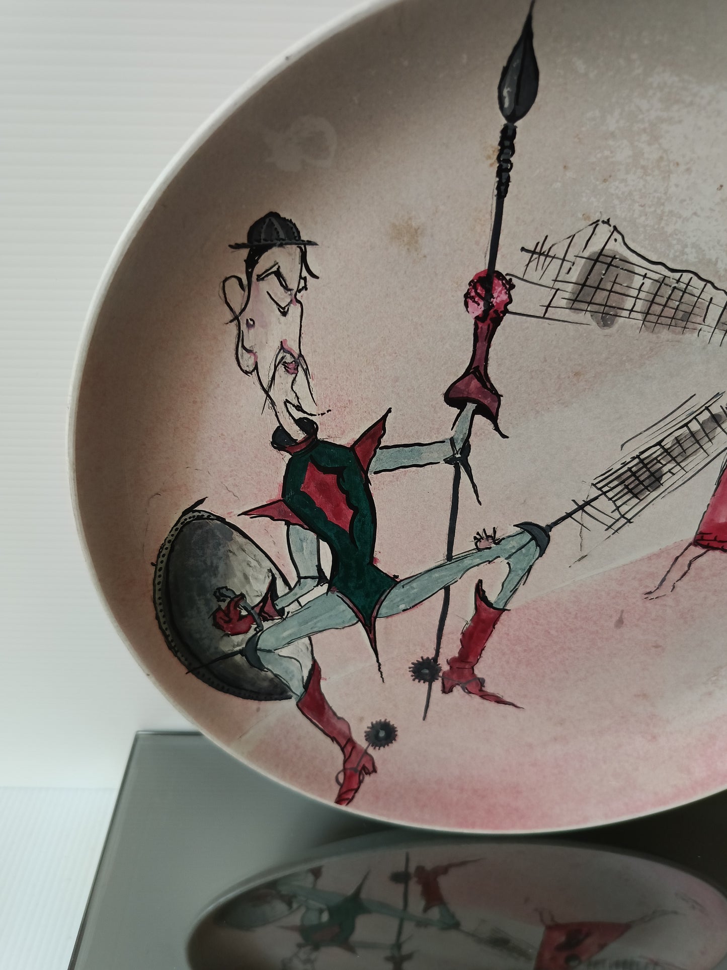 Piatto In Ceramica Dipinto a Mano Don Chisciotte
Vintage