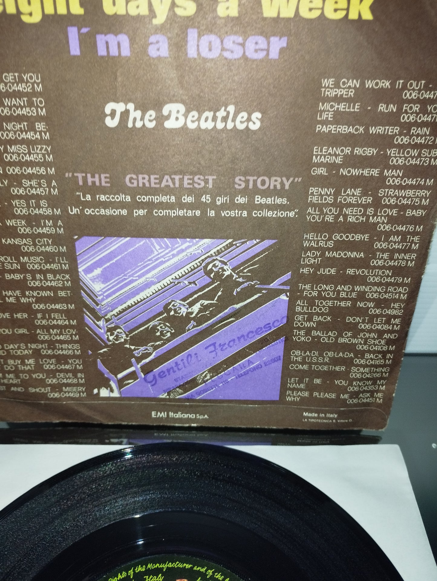 Eight Days a Week/I'am loser The Beatles 45 Giri Apple  Cod .3C 006-04459 M