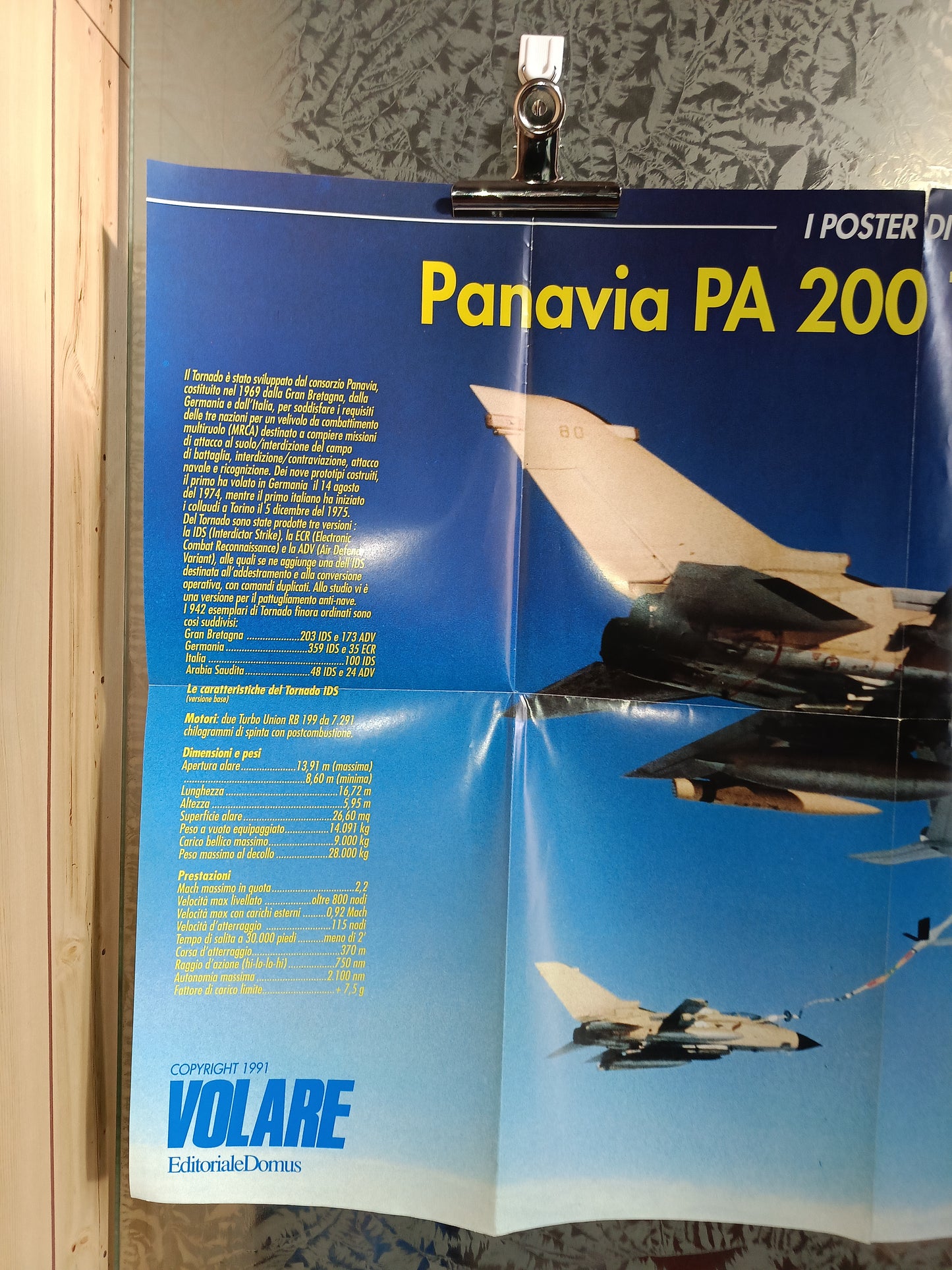 Poster Panavia PA200 Tornado IDS
Allegato al n.89 della rivista Volare aprile 1991