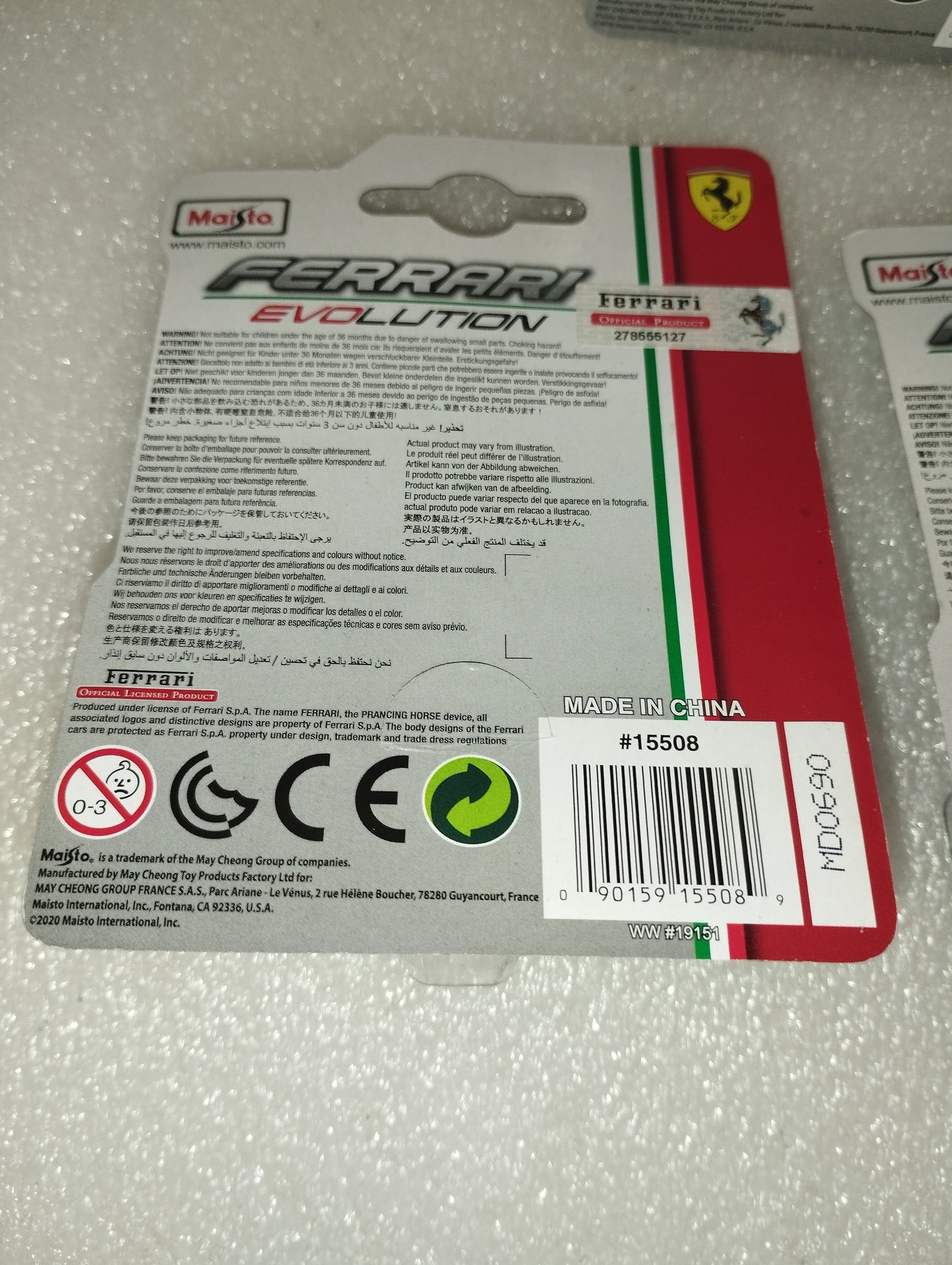 5 Confezioni Ferrari Maisto
Scala 1:64
Die Cast Metal