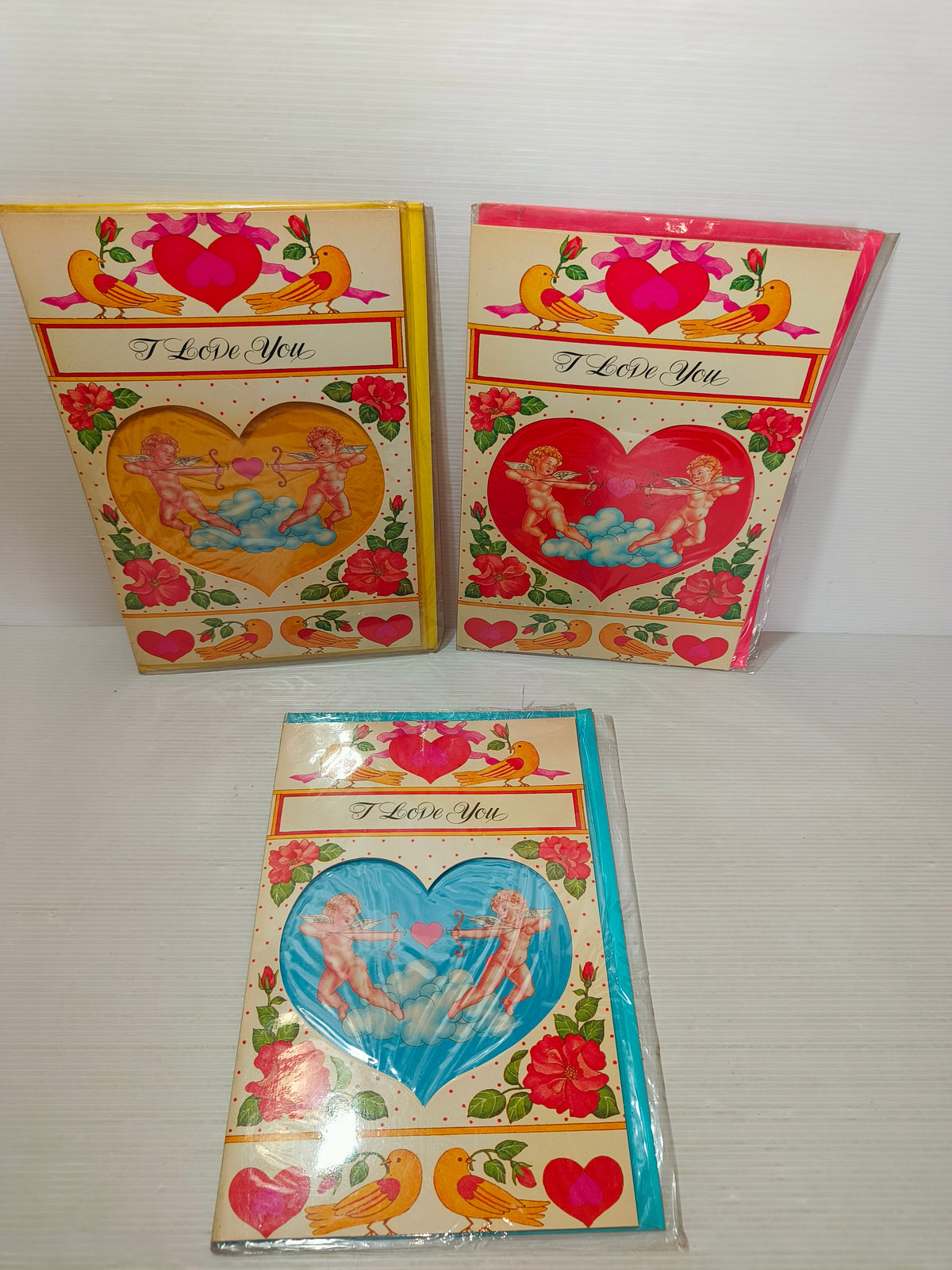 Tre biglietti romantici San Valentino I Love You 1983
