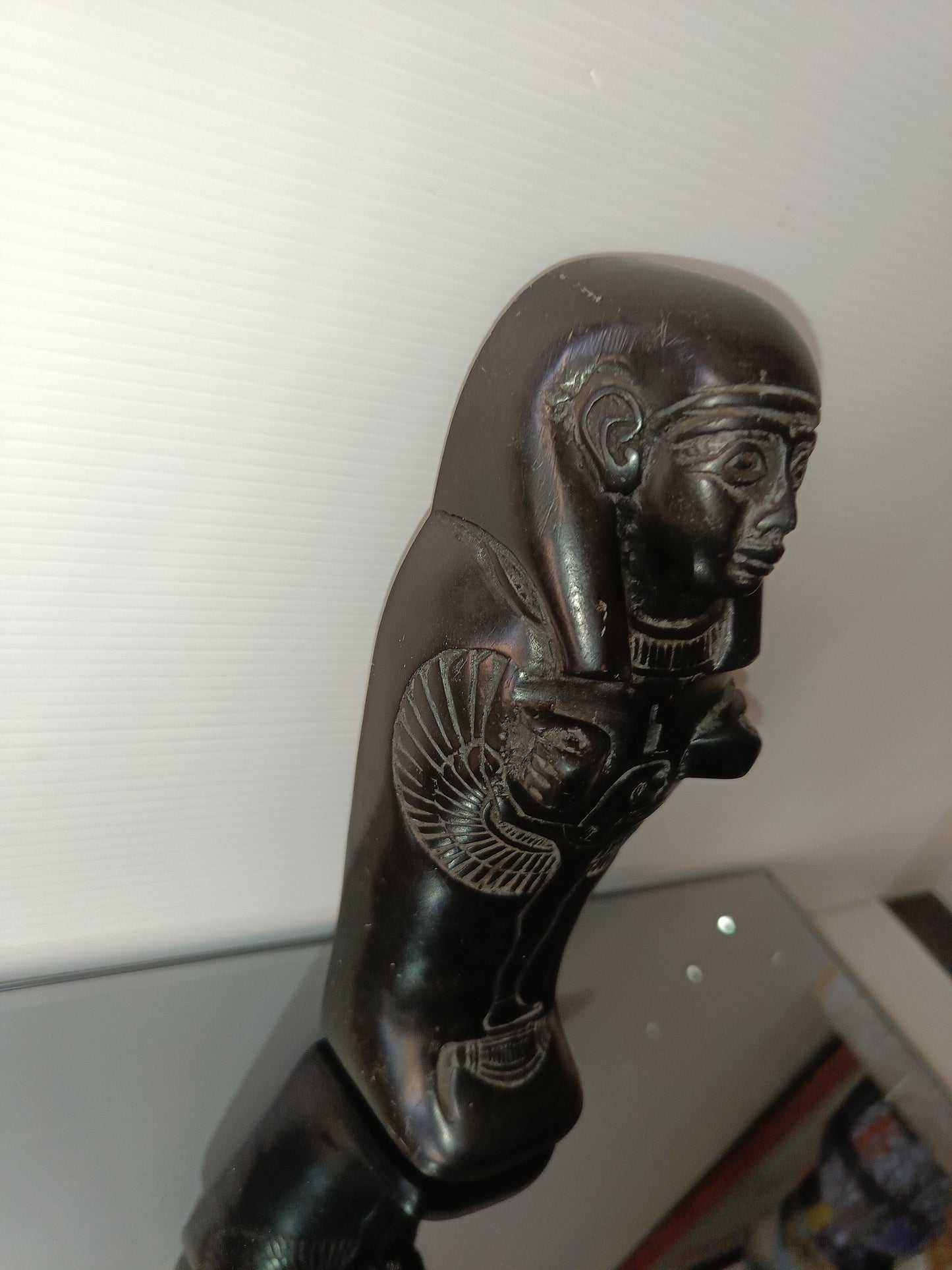 Statuetta Egizia In Pietra Nera Vintage