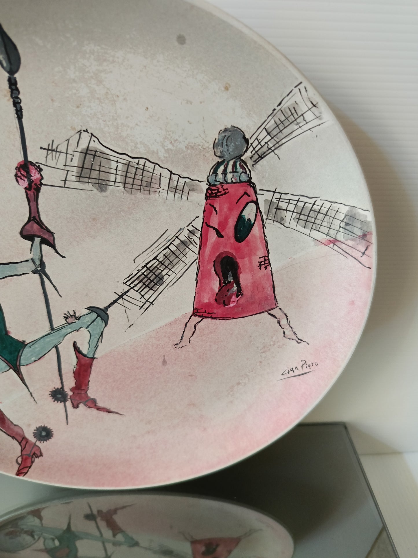 Piatto In Ceramica Dipinto a Mano Don Chisciotte
Vintage