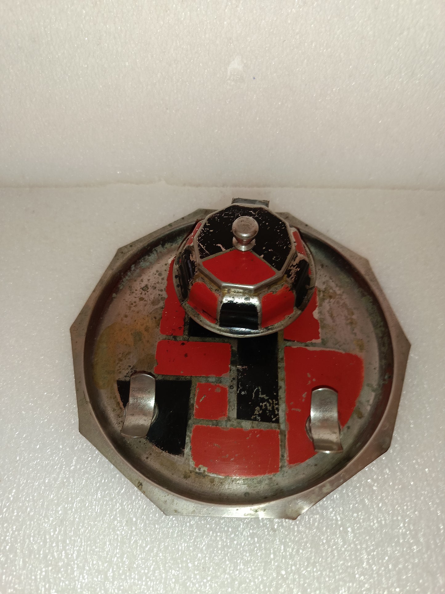 Antico Calamaio In Metallo Da Restaurare