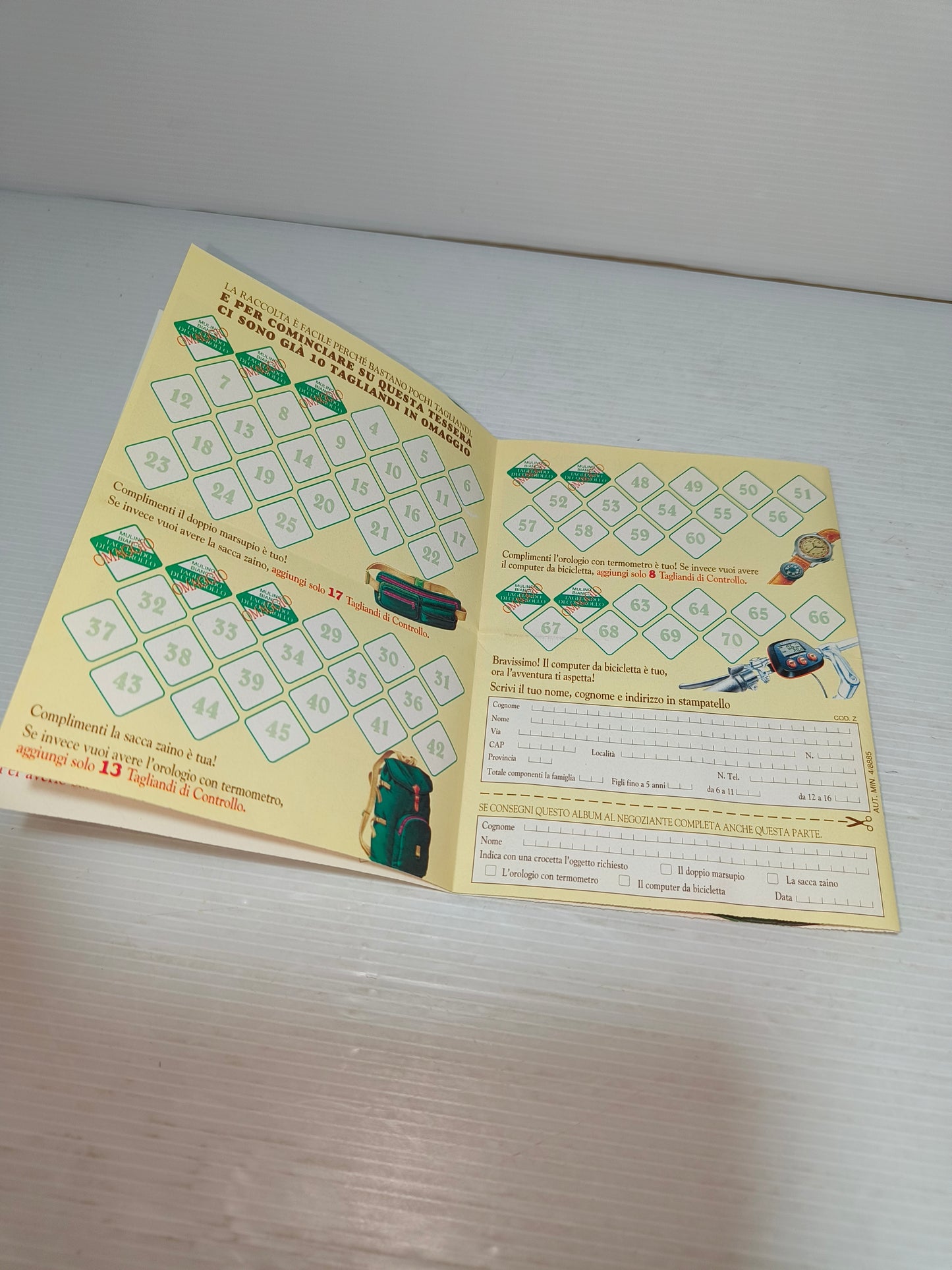 Depliant pubblicitario raccolta punti Mulino Bianco, anni 90