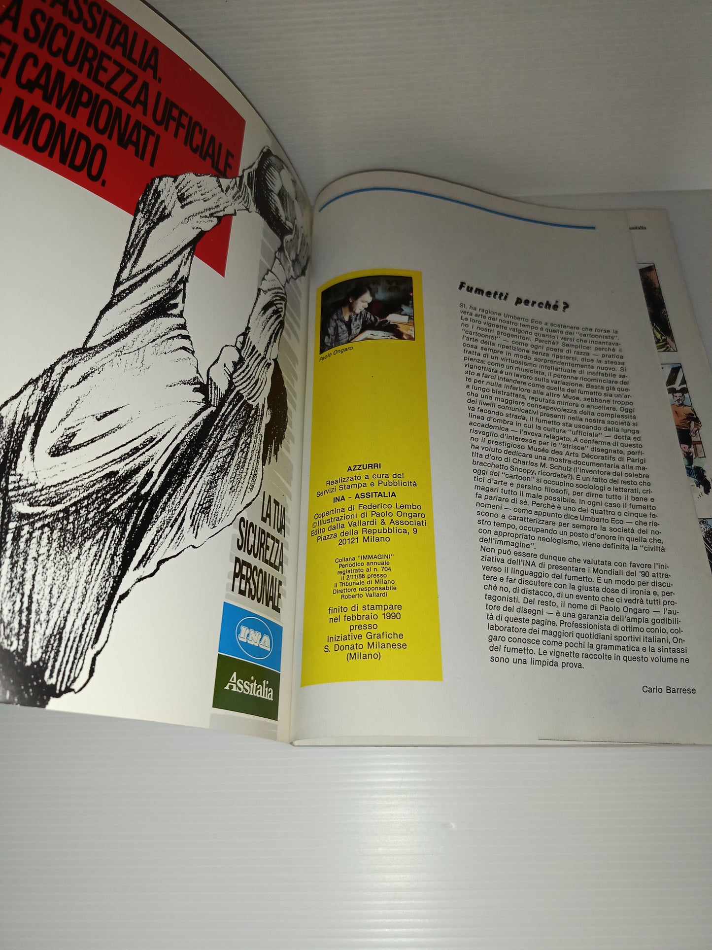 Azzurri Storia Nazionale Italiana a Fumetti Italia 90 INA Assitalia