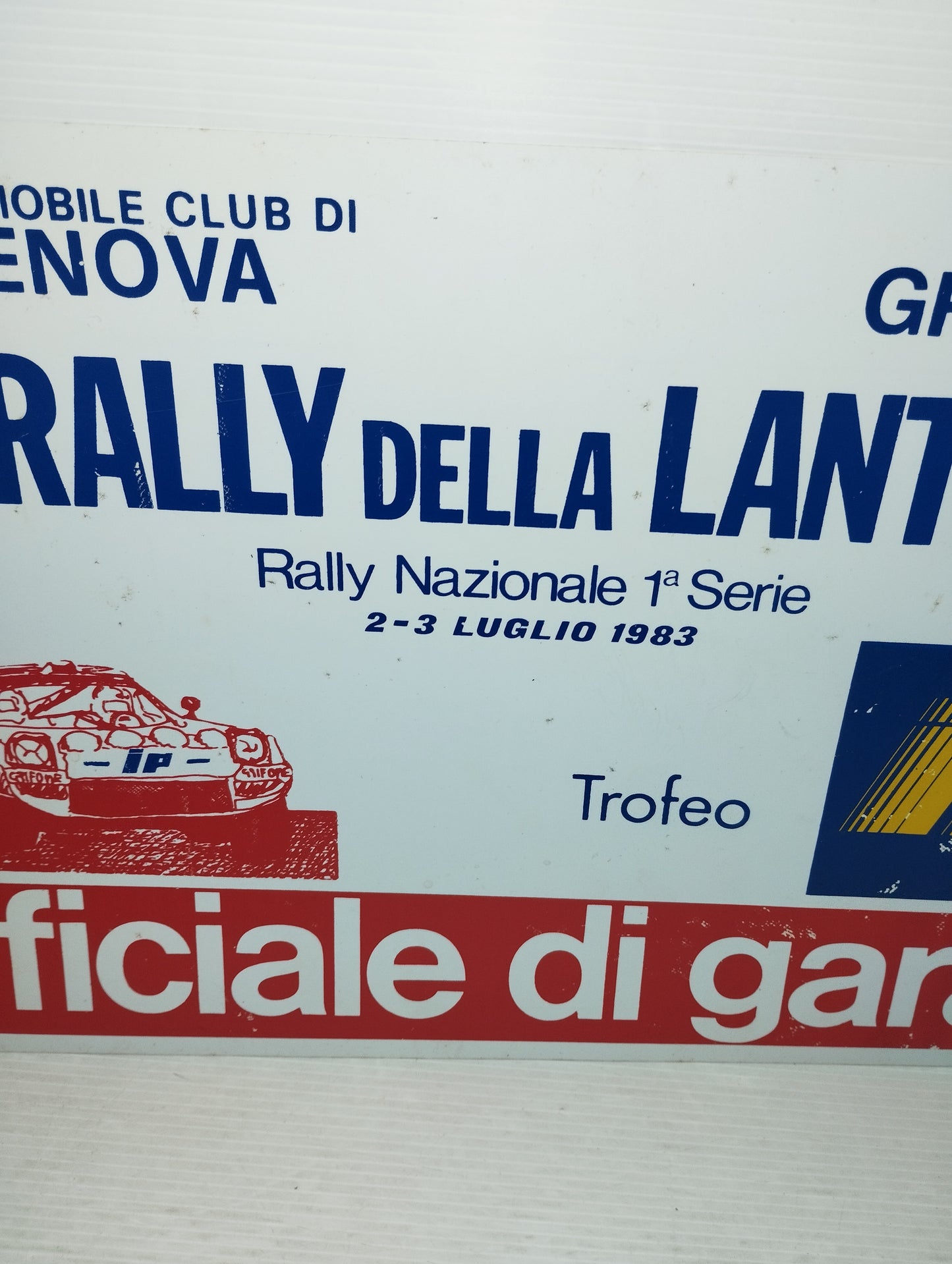 4° Rallye della Lanterna 1983  Targa originale In Plastica flessibile
