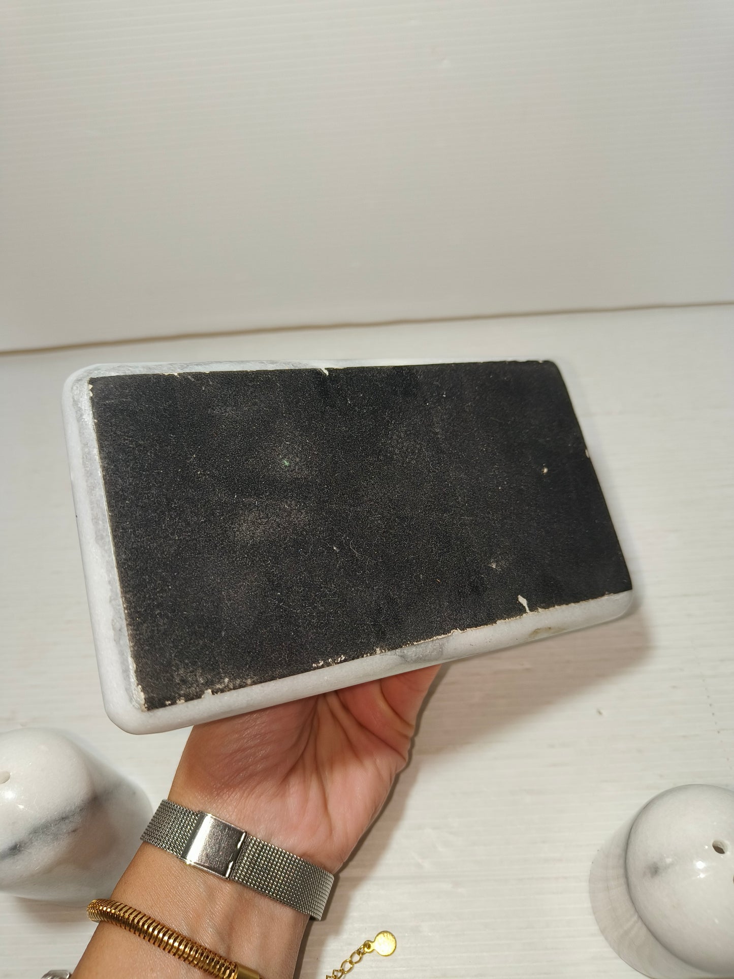 Sale e pepe porta tovaglioli in marmo vintage, LEGGI