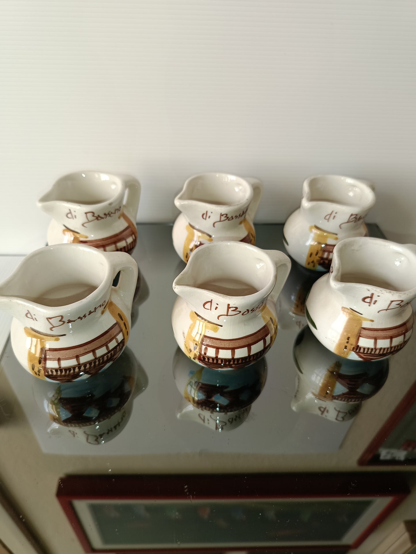 6 Brocchette Souvenir Sul Ponte Di Bassano In Ceramica Vintage