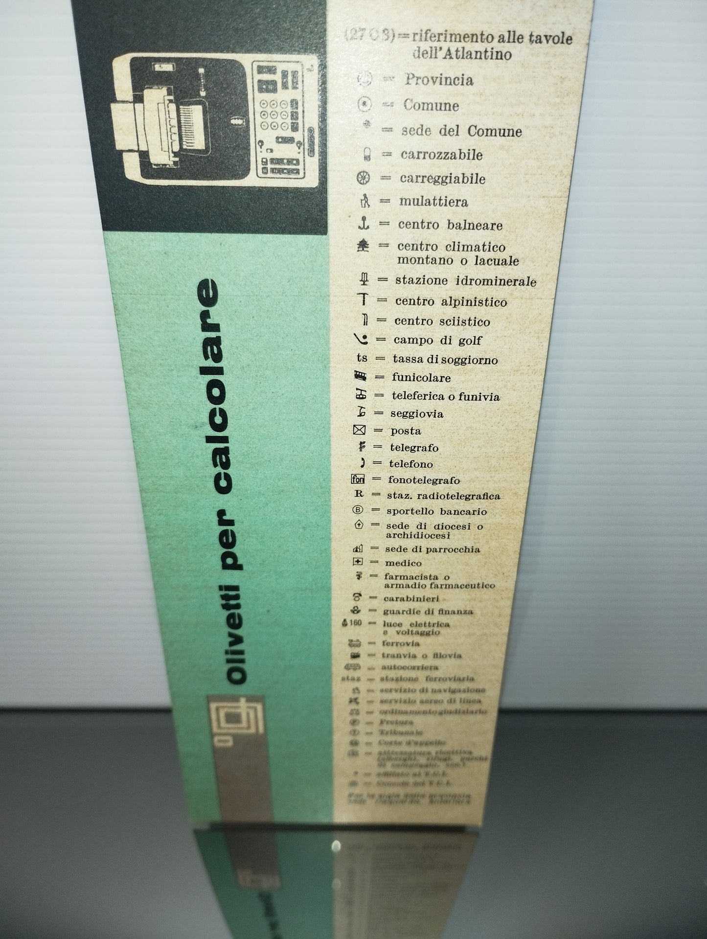Segnalibro Olivetti T.C.I. 1961