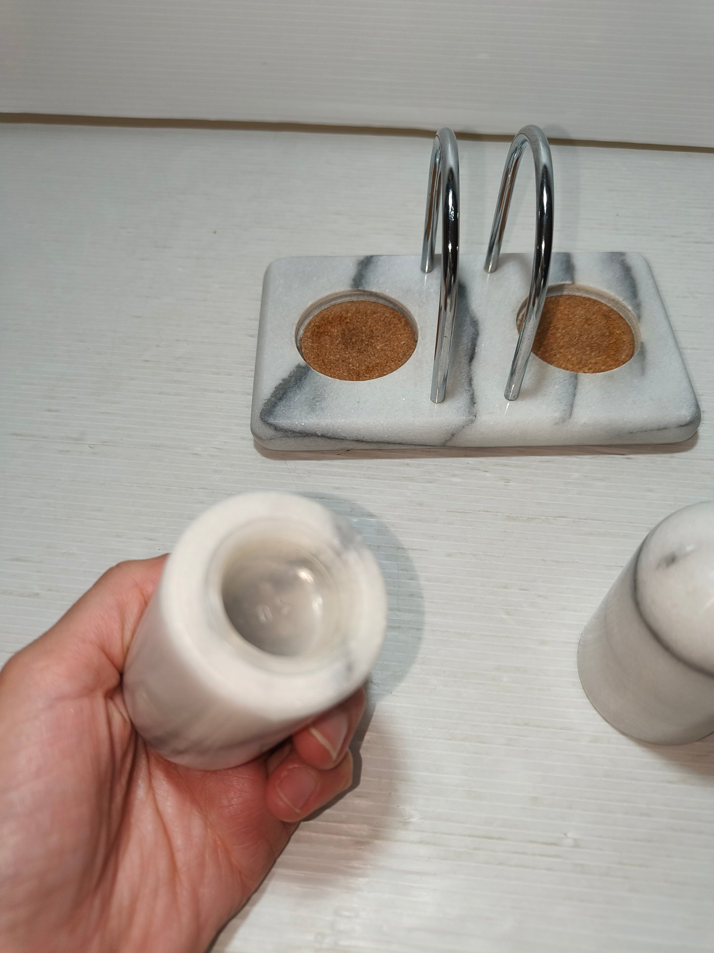 Sale e pepe porta tovaglioli in marmo vintage, LEGGI