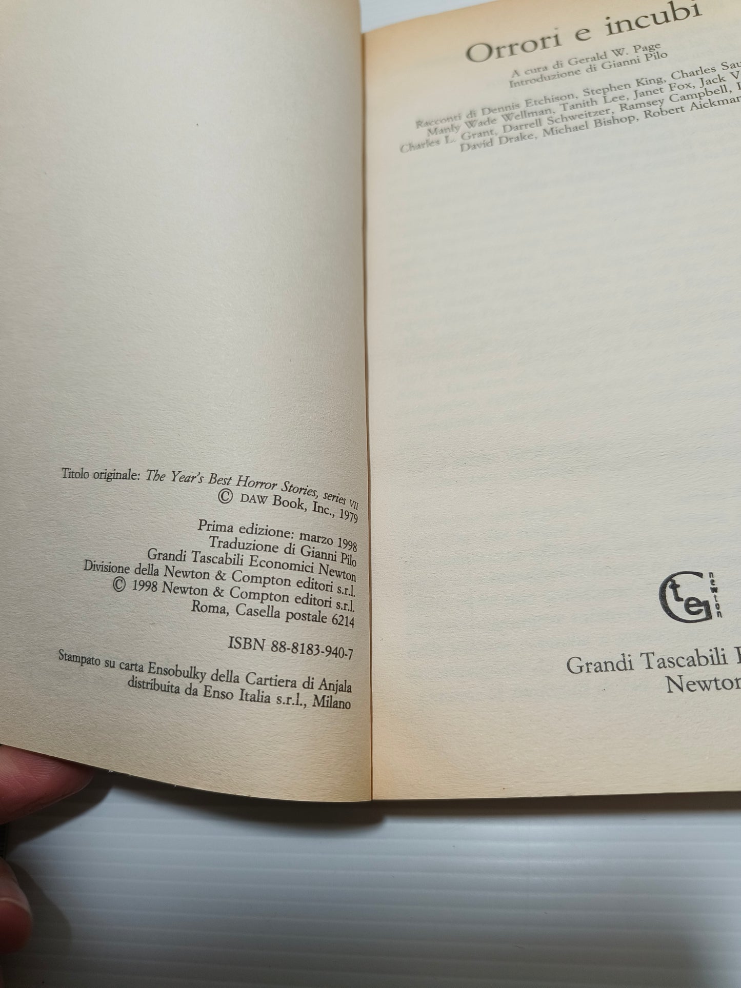 Libro Orrori E Incubi  King-Vance-Lee, 1998 LEGGI