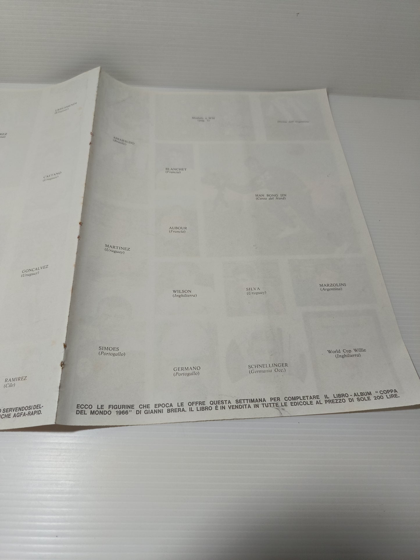 Inserto Figurine Coppa Del Mondo 1966 Rivista Epoca Anni 60