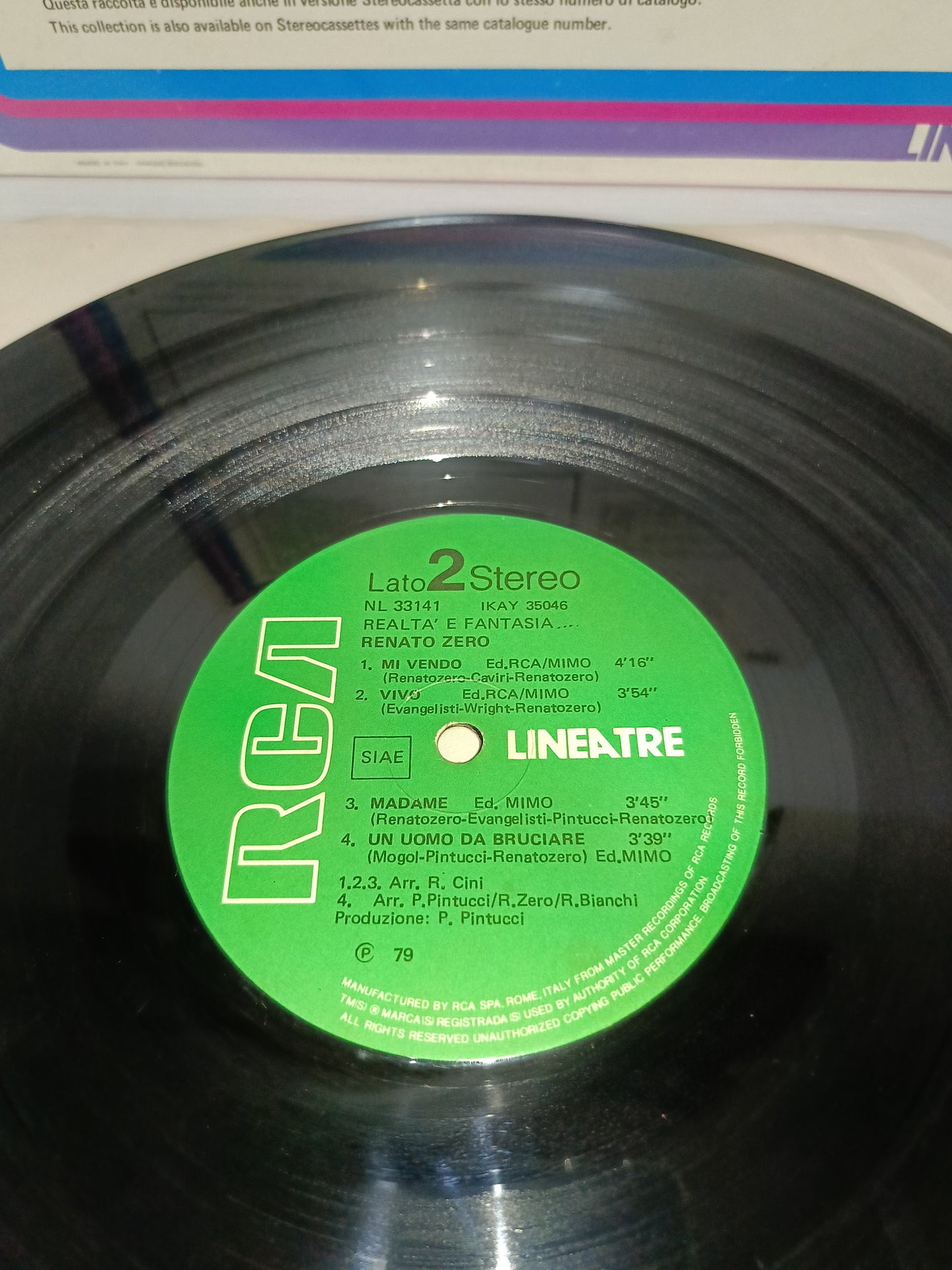 Realtà E Fantasia Renato Zero LP 33 Giri
Edito nel 1979 da  RCA cod.NL 33141