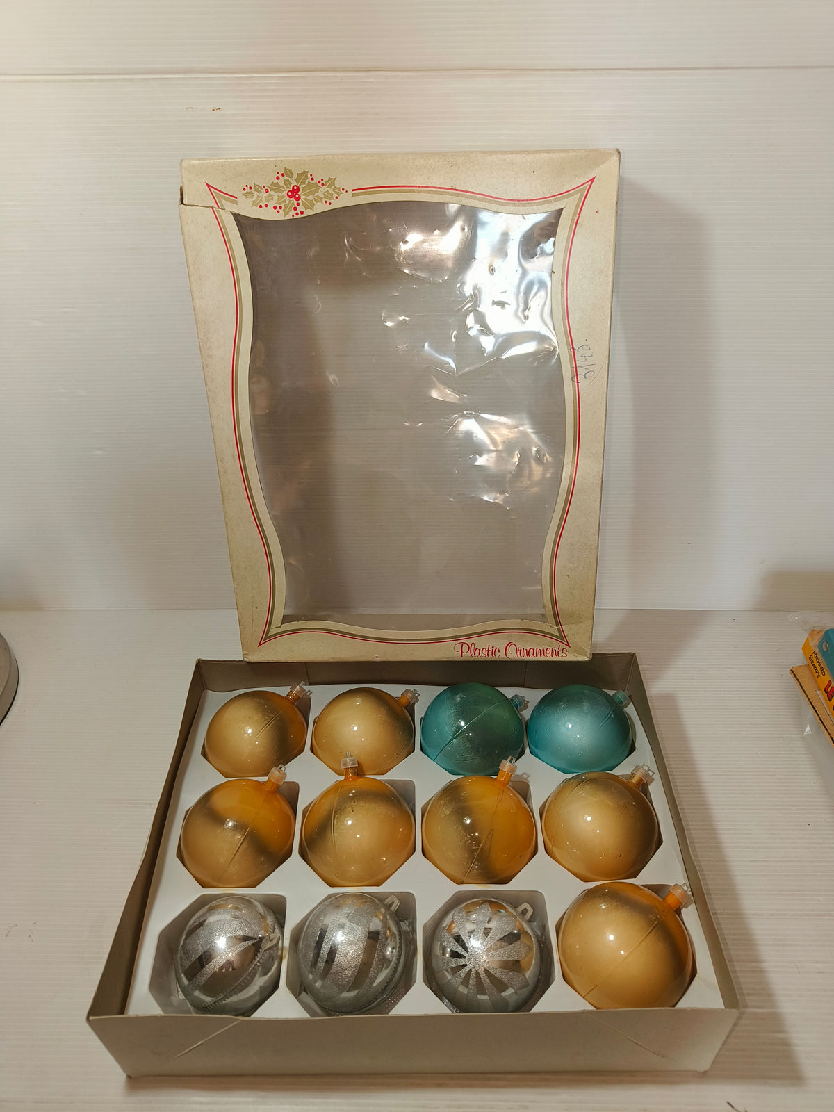 Scatola di 12 palline Natale anni 80