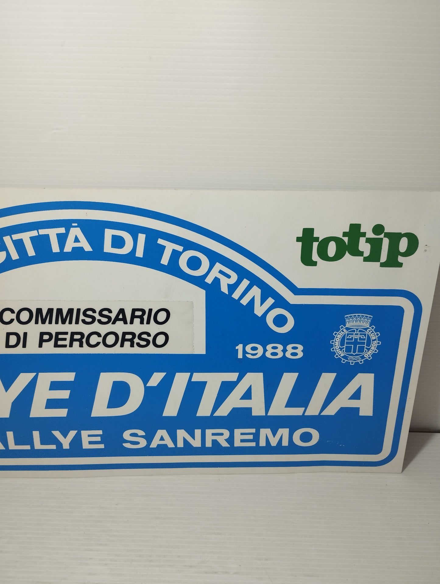 30° Rallye Sanremo 1988 Targa originale In Plastica flessibile