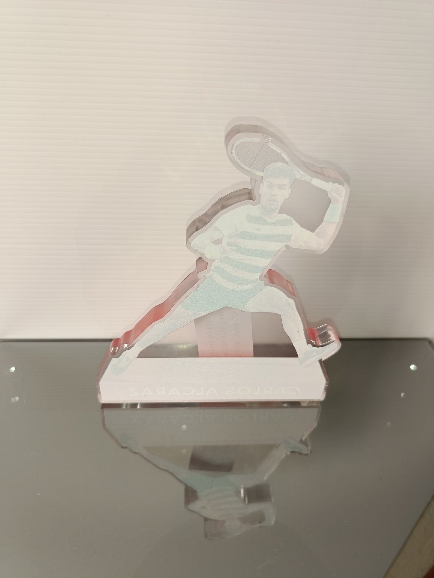 Statuetta Carlos Alcaraz in resina 

Misure 15h x 13 x 1,5 cm