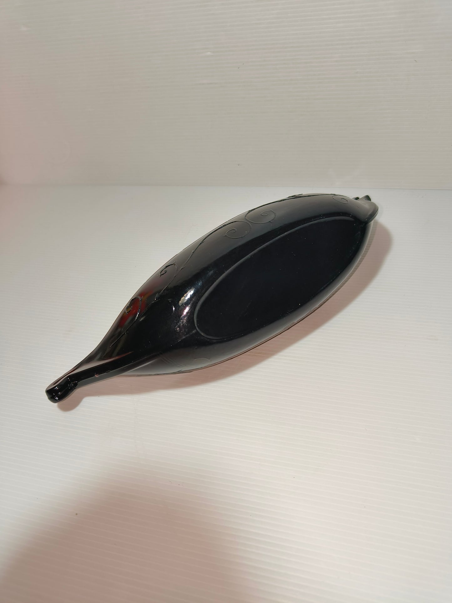 Murano Gondola In Vetro Nero Vintage, LEGGI