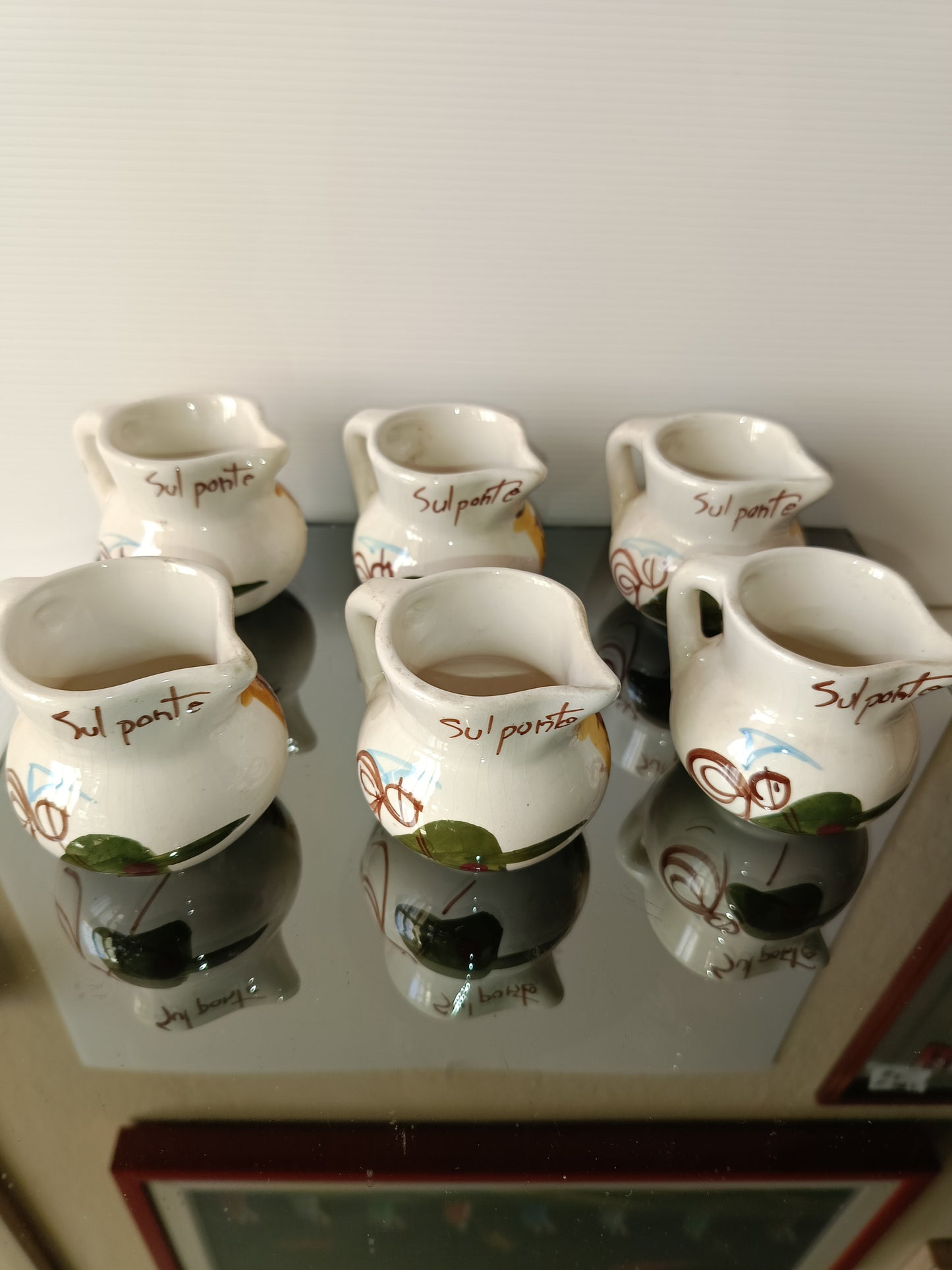 6 Brocchette Souvenir Sul Ponte Di Bassano In Ceramica Vintage