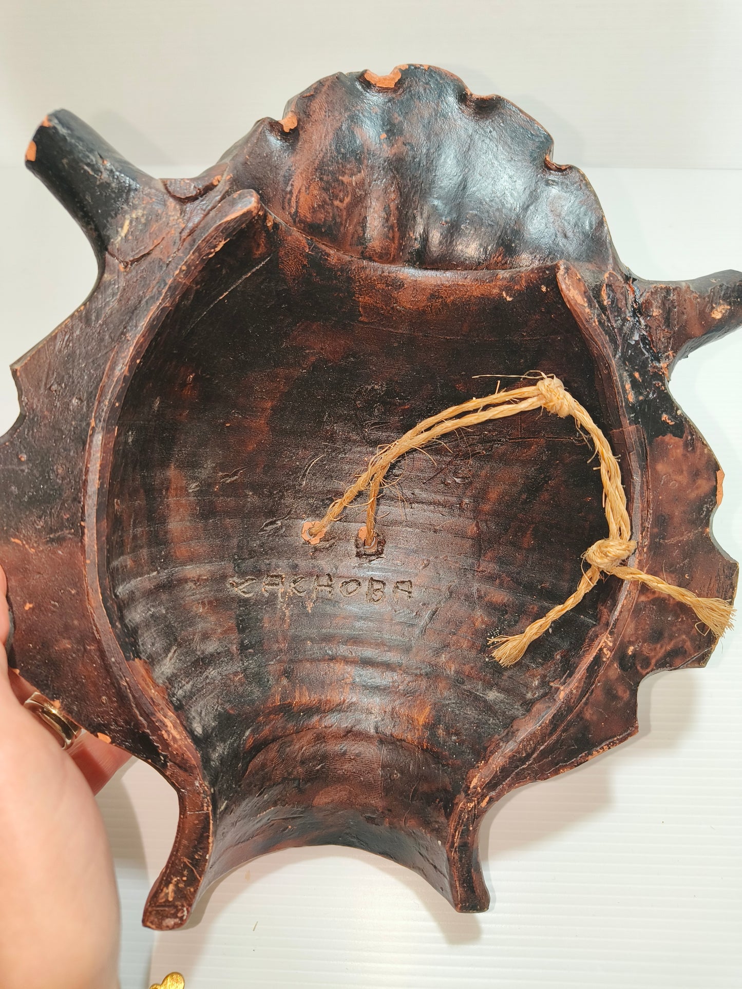 Maschera tribale in argilla America Del Sud Cachoba vintage, LEGGI BENE