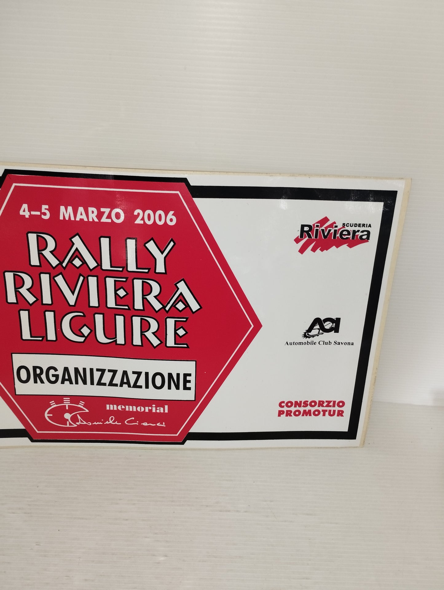 Rally Riviera Ligure 2006 Adesivo Originale
Organizzazione