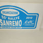 55° Rallye Sanremo 2013 Adesivo Originale
Organizzazione