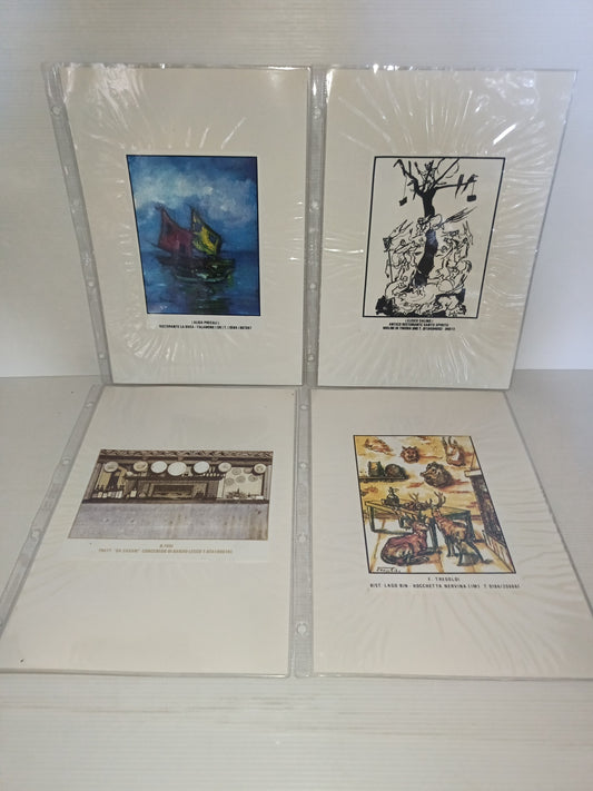 4 Targhe In Plastica Flessibile Su Cartoncino Vintage