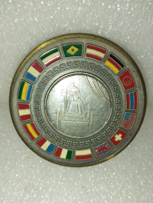 Medaglia Automobilismo In Metallo Smaltato Vintage