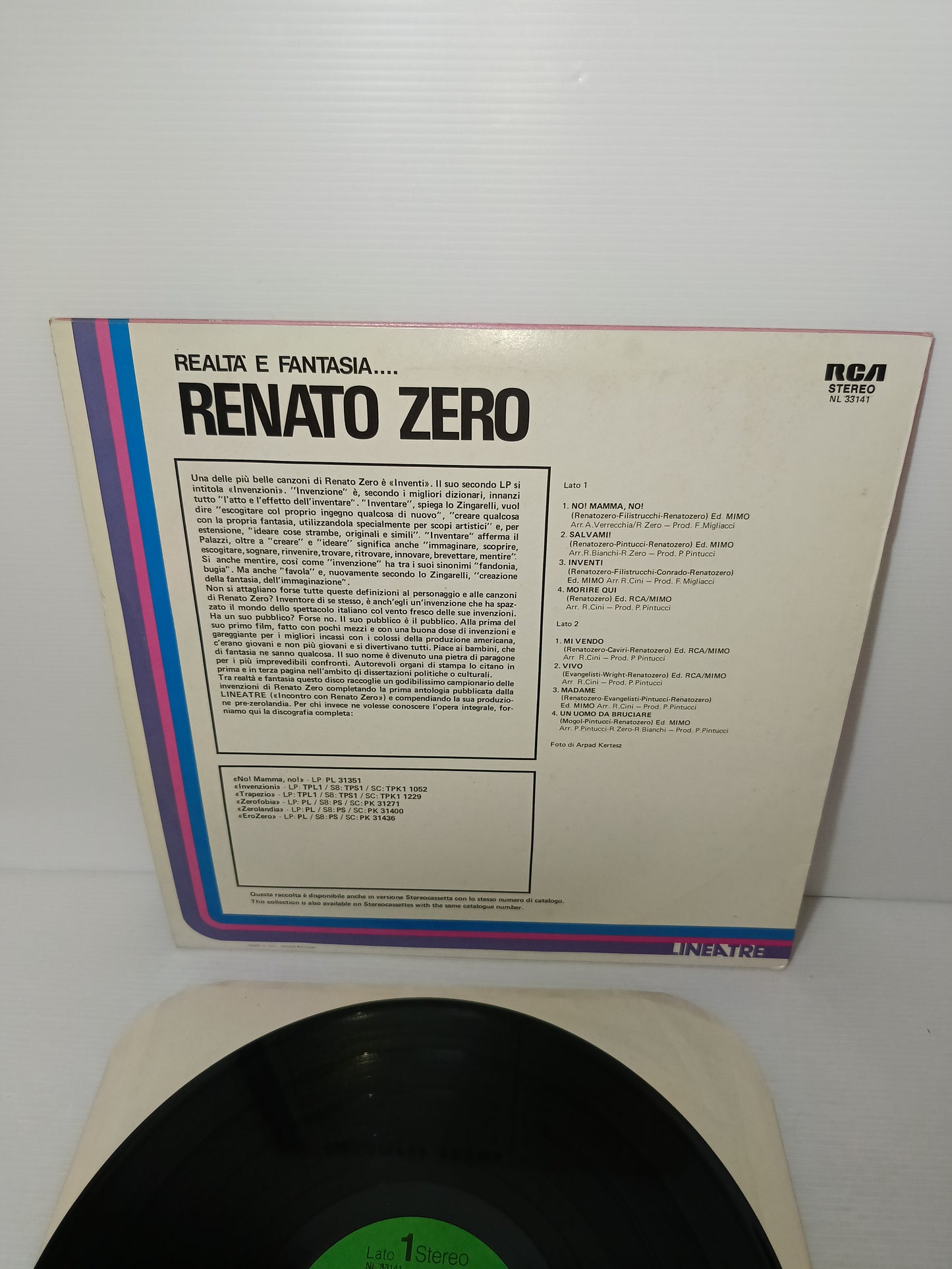 Realtà E Fantasia Renato Zero LP 33 Giri
Edito nel 1979 da  RCA cod.NL 33141