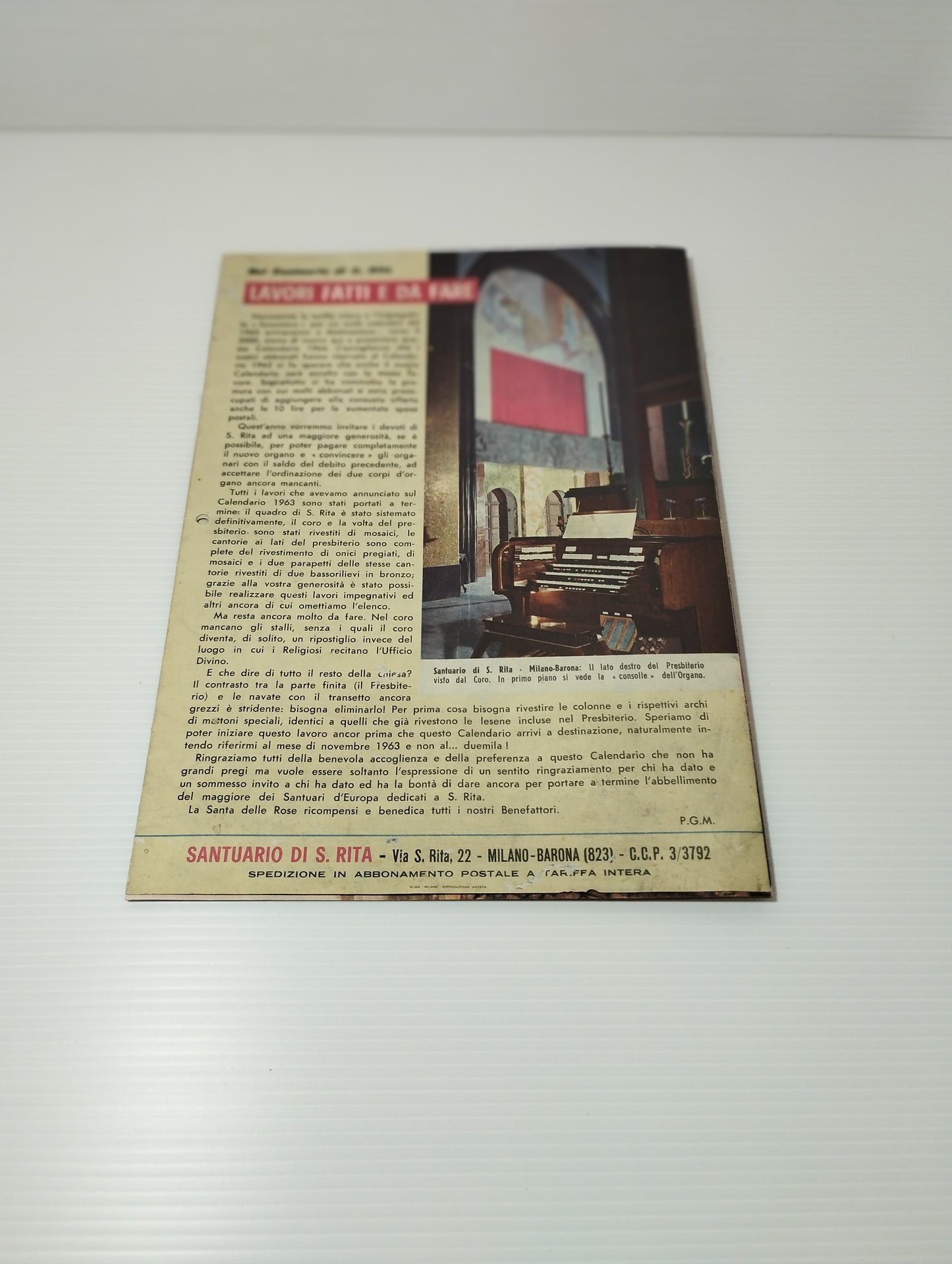 Calendario 1964 Santa Rita Da Cascia
In carta