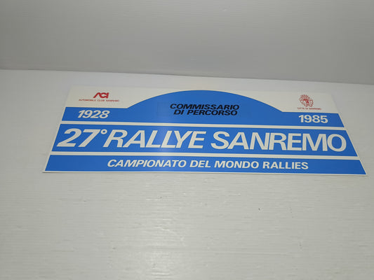 27° Rallye Sanremo 1985 Targa Originale
In Plastica flessibile