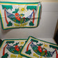 Tre tovagliette in cotone olio Sasso Anni 70