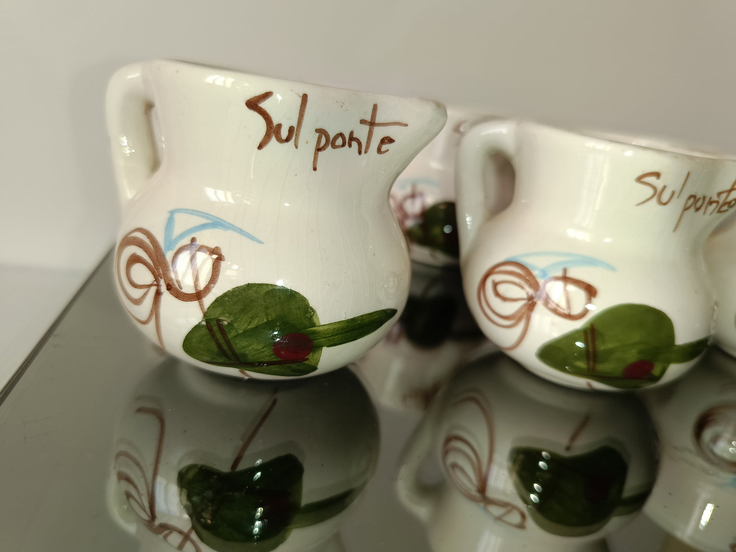 6 Brocchette Souvenir Sul Ponte Di Bassano In Ceramica Vintage