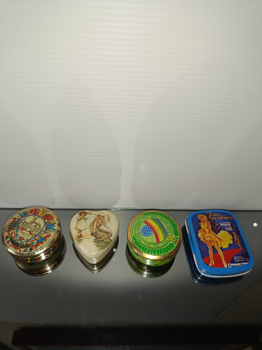 4 Scatolina Caramelle In Latta Vintage