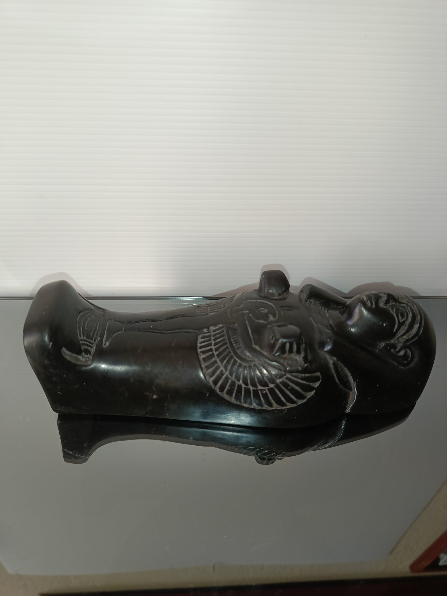 Statuetta Egizia In Pietra Nera Vintage