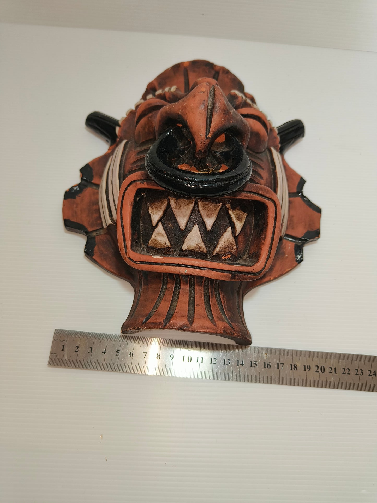 Maschera tribale in argilla America Del Sud Cachoba vintage, LEGGI BENE