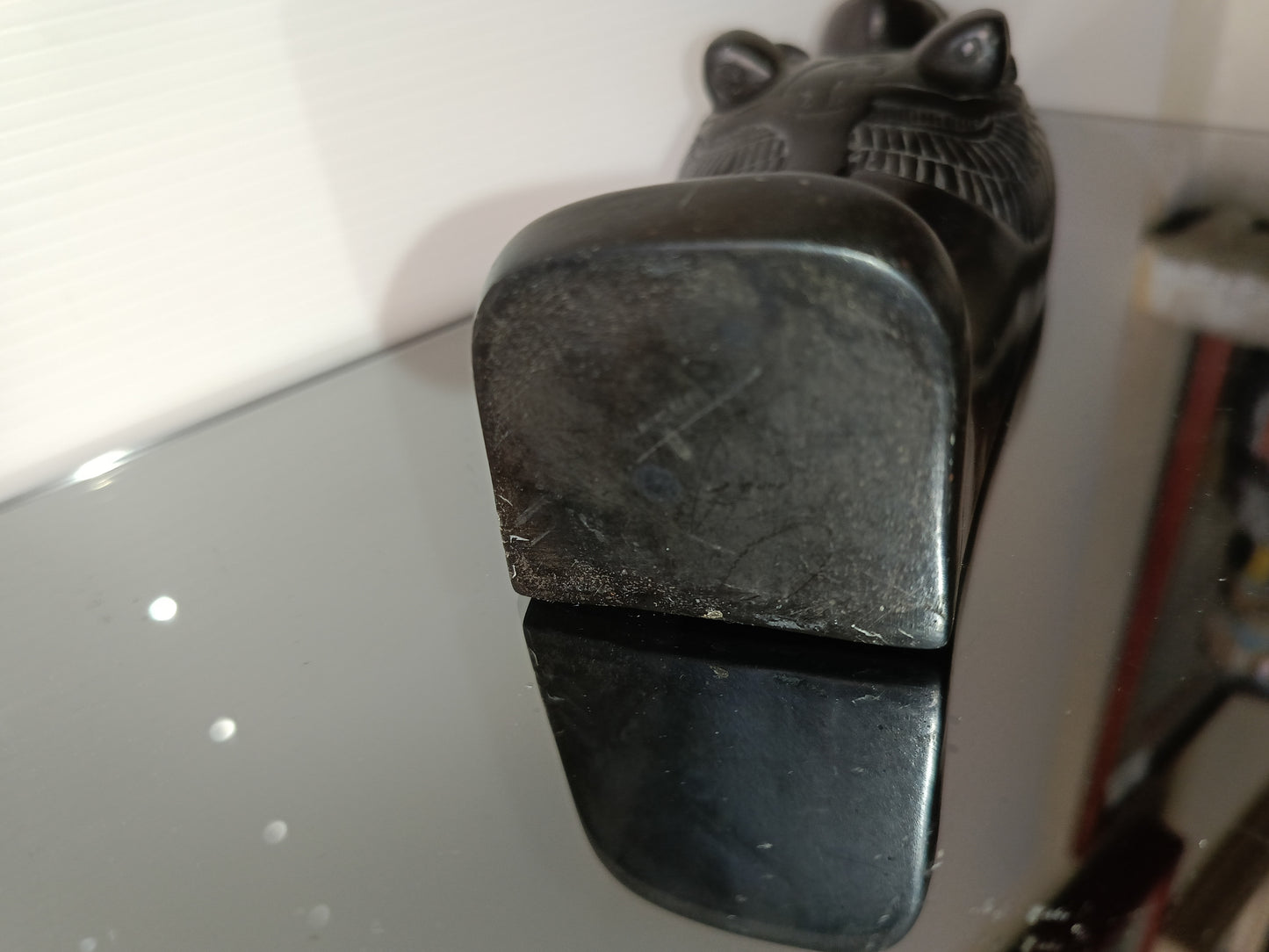 Statuetta Egizia In Pietra Nera Vintage