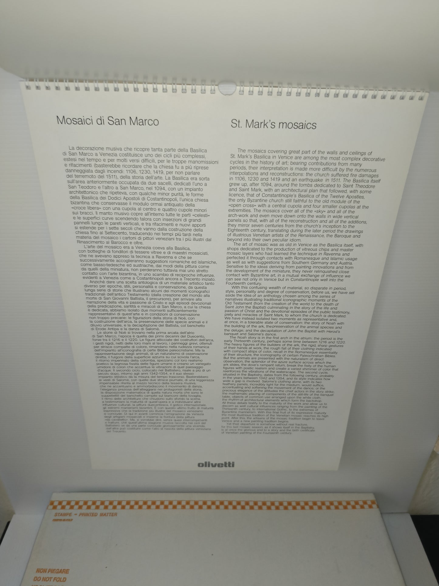 Olivetti Calendario 1977 Mosaici di San Marco
