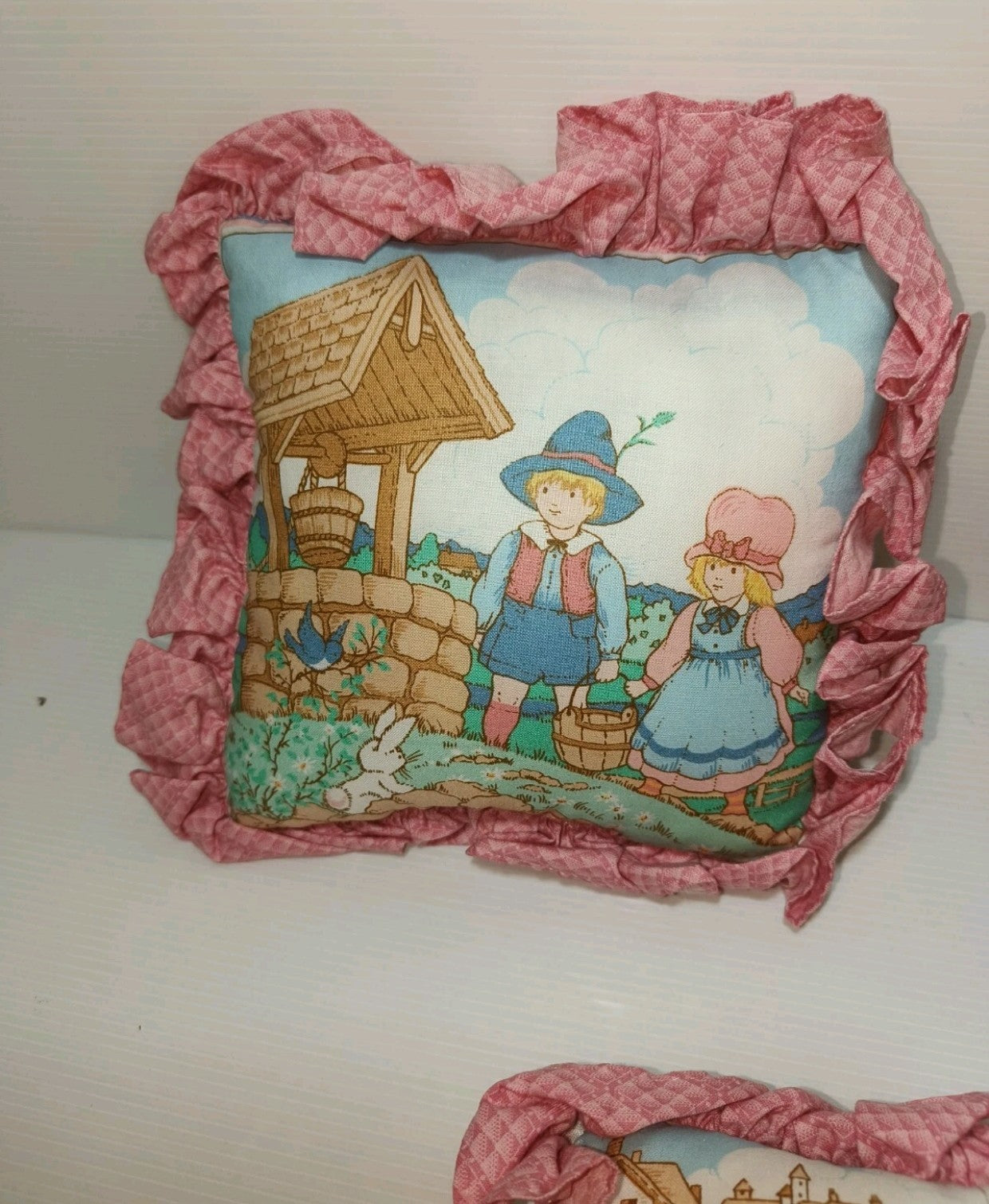 Piccoli cuscini vintage con immagini filastrocche Mamma Oca