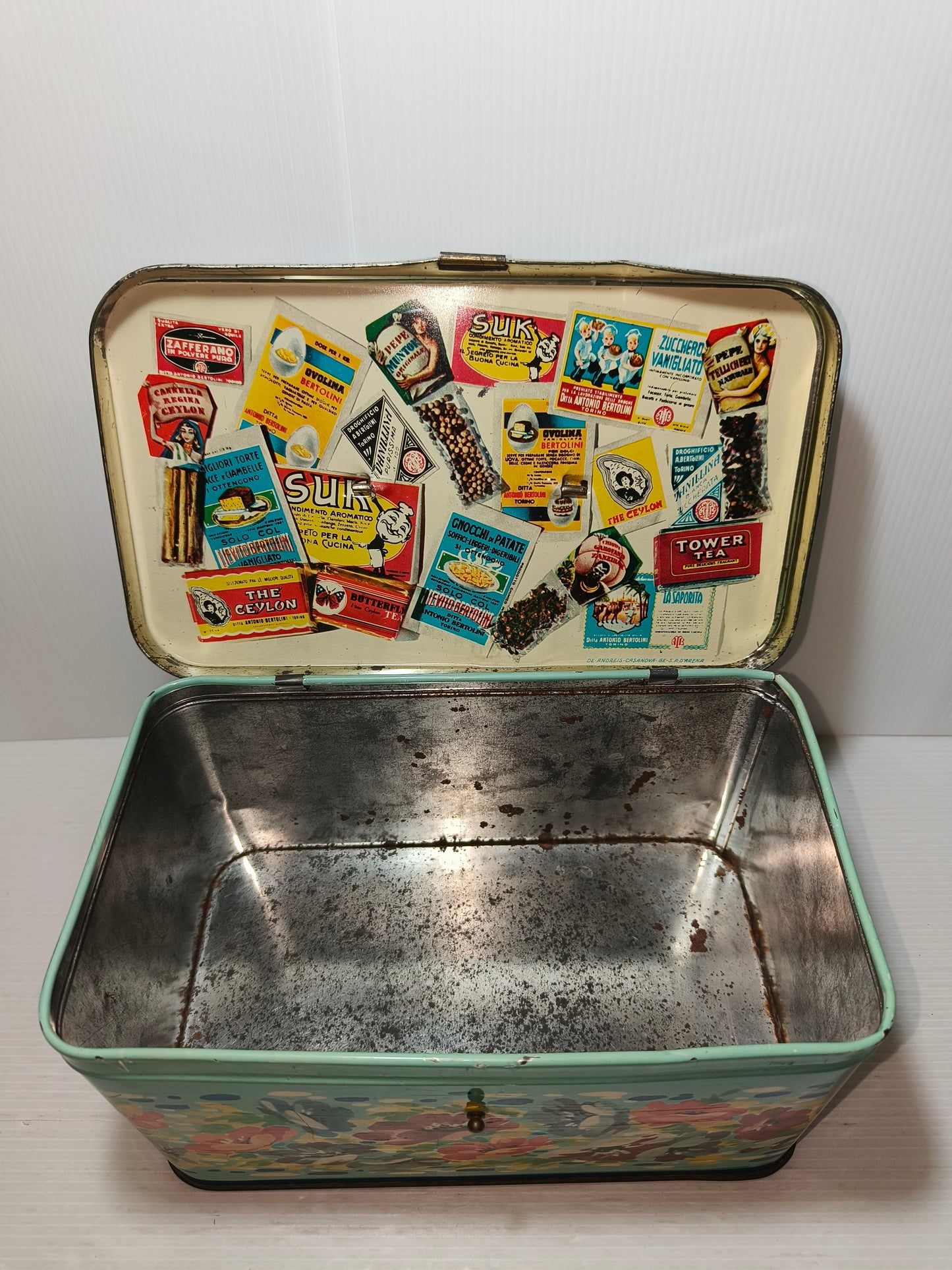 Scatola porta pranzo in latta Bertolini vintage, LEGGI