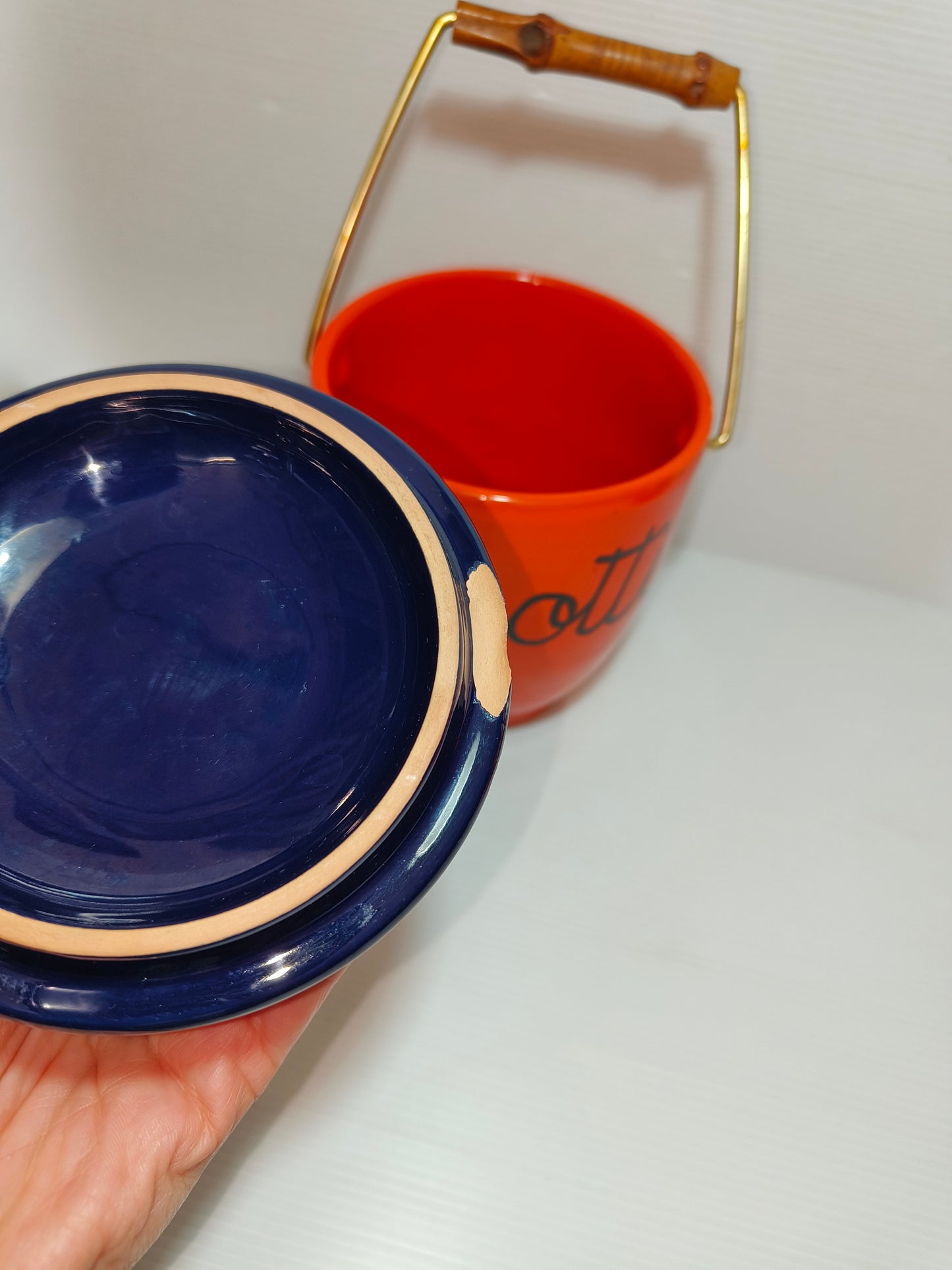 Porta grissini e biscottiera Ceramiche Cermac, anni 60-70 LEGGI