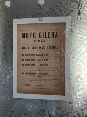 Moto Gilera risultati 1951 Locandina
Rifilata Da Rivista D'epoca Su Cartoncino