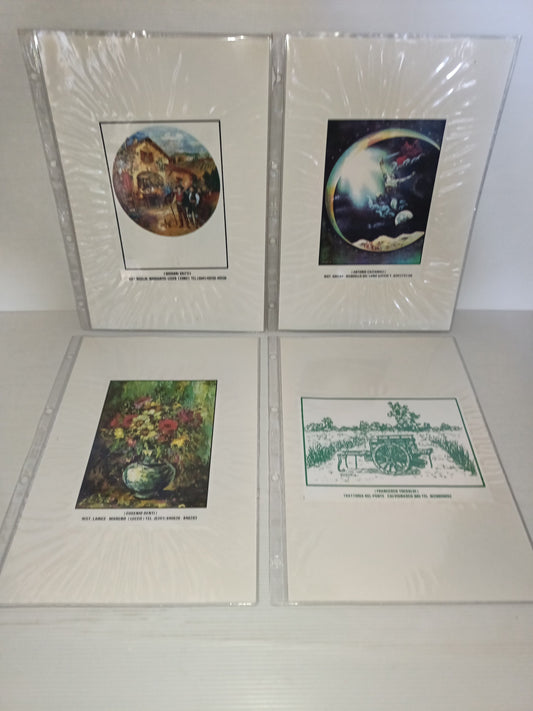 4 Targhe In Plastica Flessibile Su Cartoncino Vintage