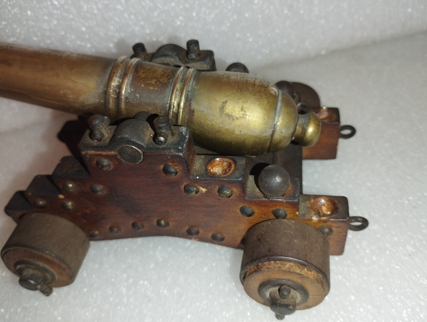 Riproduzione Cannone Vascello Da Guerra In Bronzo E Legno vintage