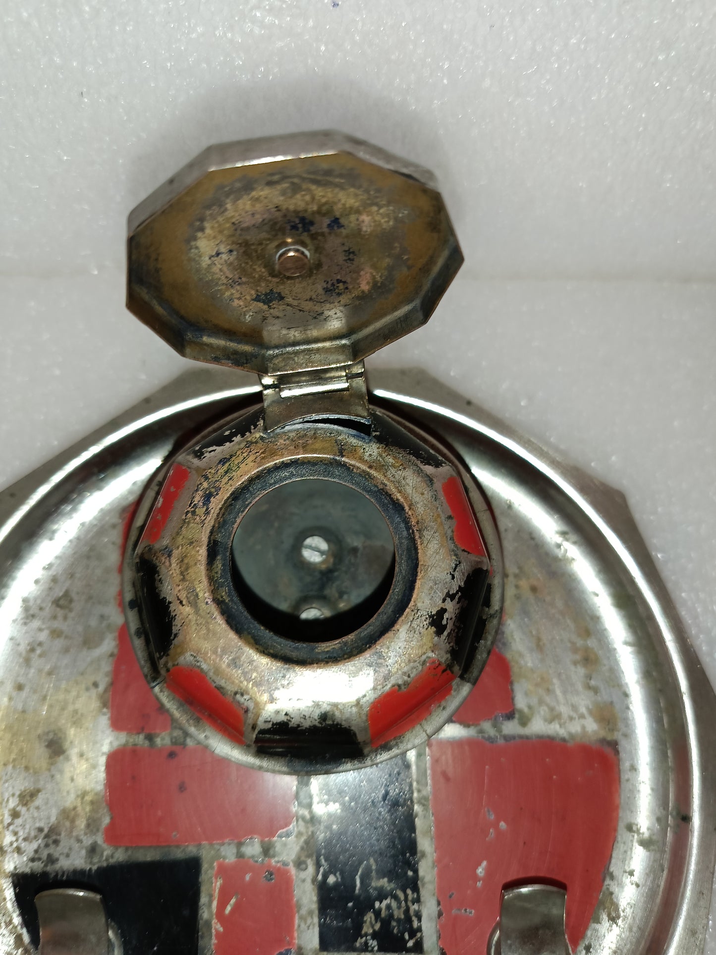 Antico Calamaio In Metallo Da Restaurare