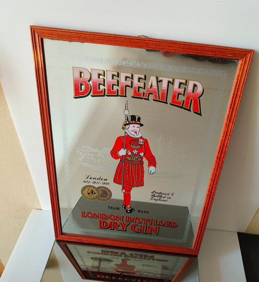 Specchio pubblicitario vintage Dry Gin Beefeater, LEGGI