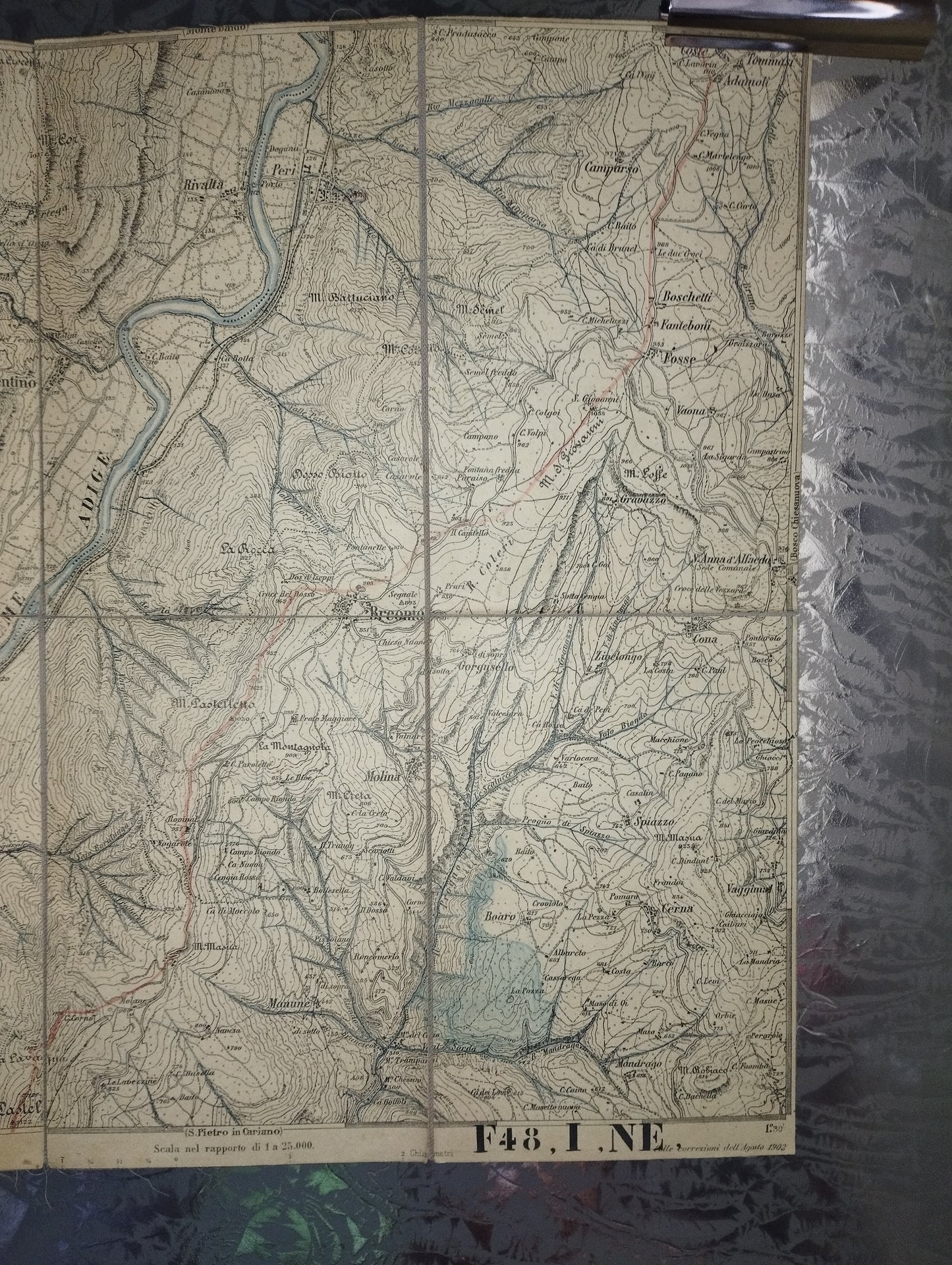 Antica Cartina Telata Breonio scala 1:25.000
Datata agosto 1902