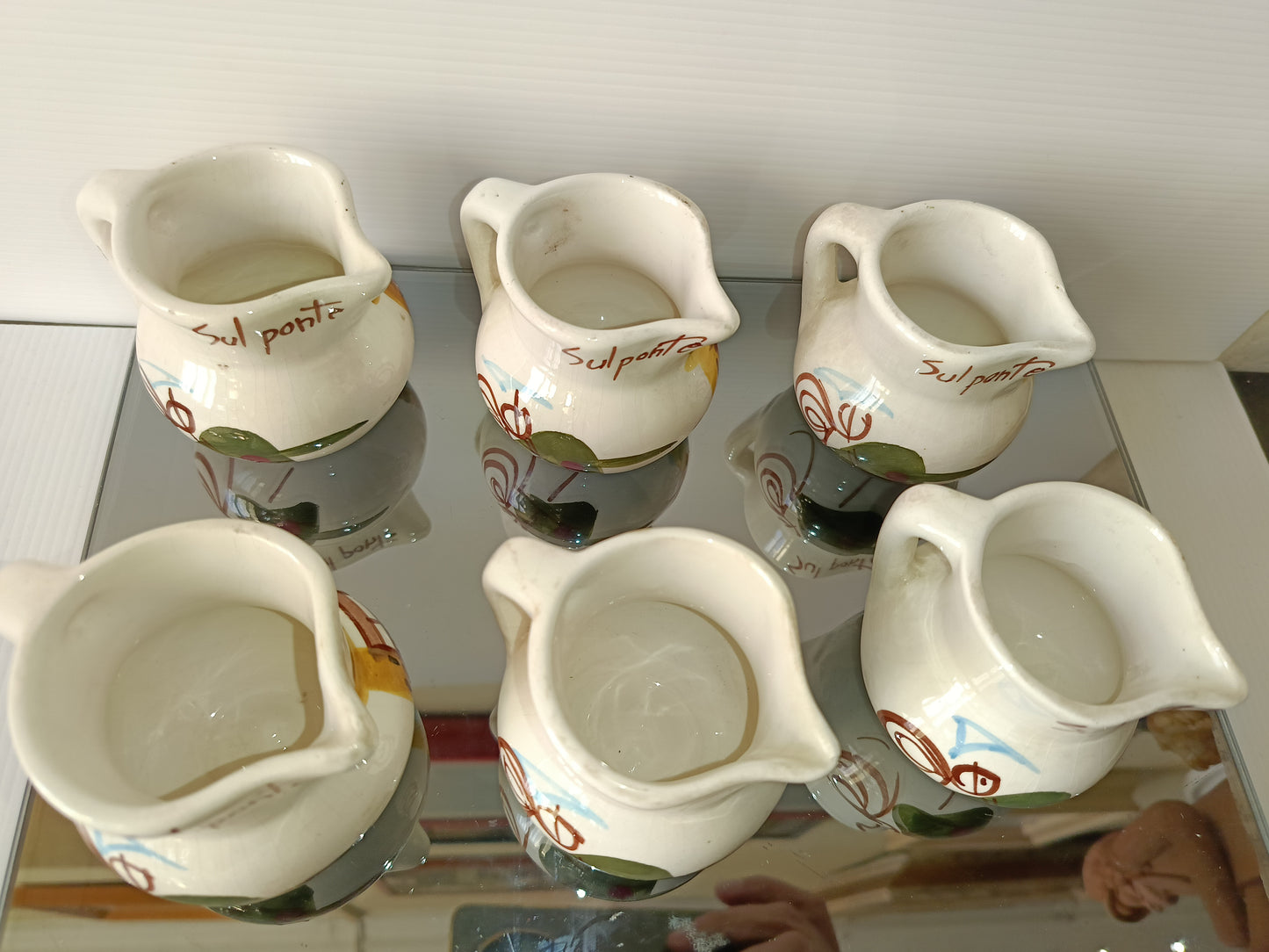 6 Brocchette Souvenir Sul Ponte Di Bassano In Ceramica Vintage