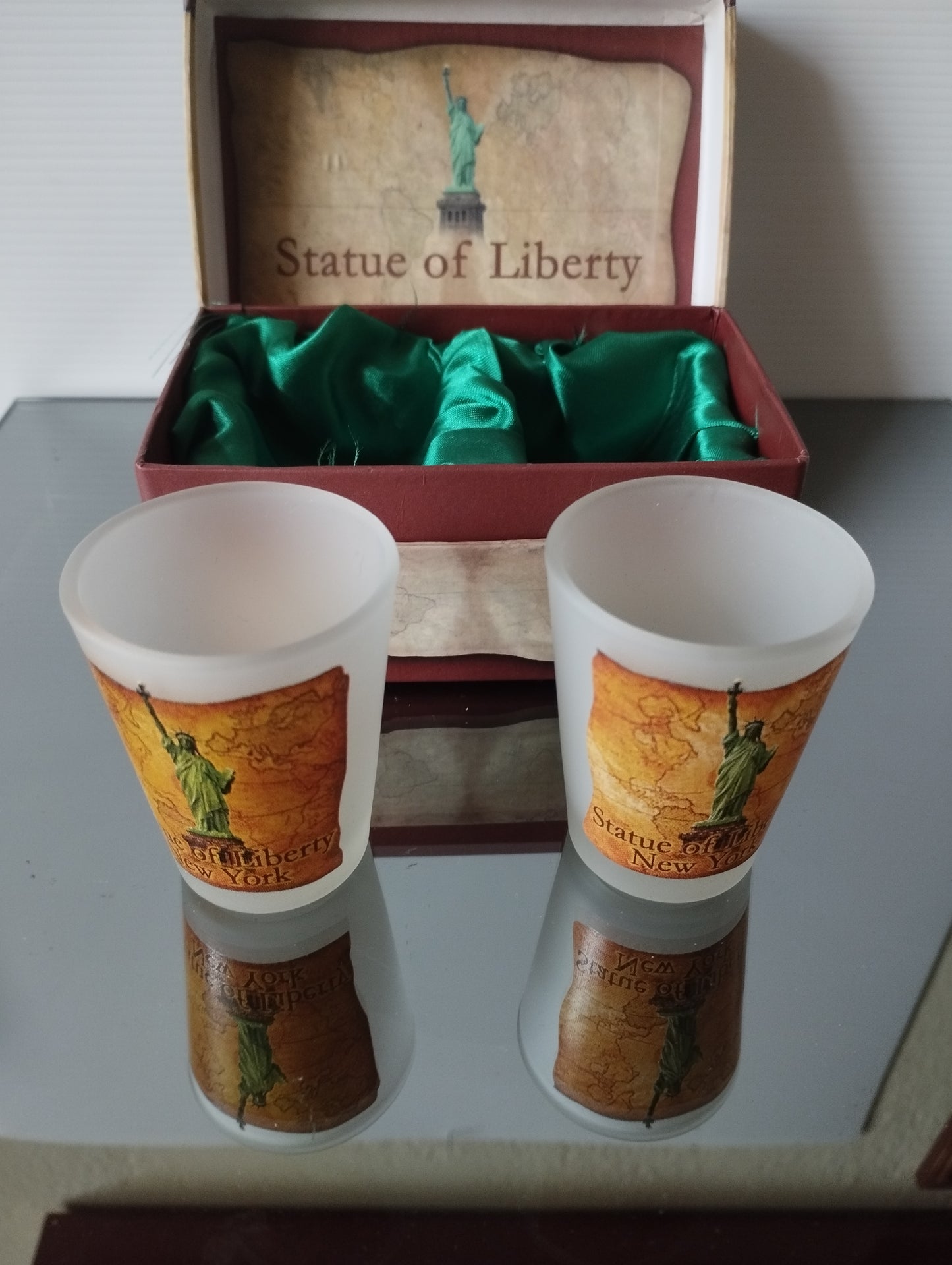 Statua Della Libertà Souvenir Set 2 Bicchierini in vetro